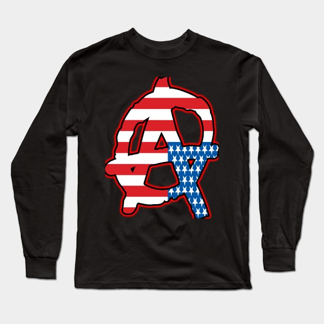 Anarchy (In Distress US Flag Version) Long Sleeve T-Shirt by ZombeeMunkee